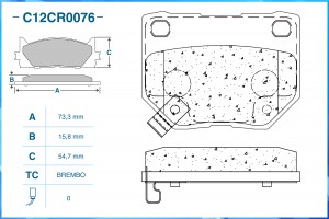 Тормозные колодки задние Low Metallic C12CR0076 C12CR0076 CWORKS
