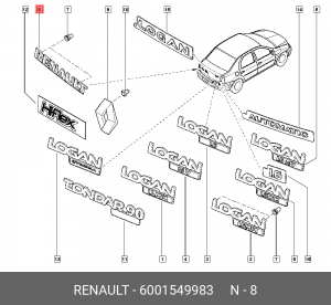 ЭМБЛЕМА RENAULT 6001549983 RENAULT