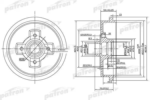 Барабан тормозной VW Golf 3 (1шт.) PATRON PDR1208 PATRON