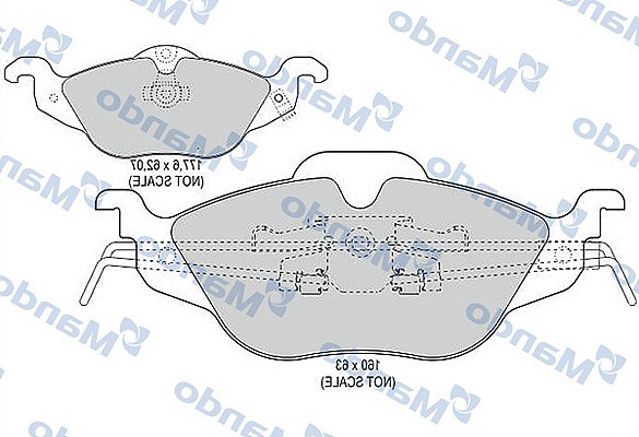 Колодки тормозные OPEL Astra G,Zafira (98-) (1.4) передние (4шт.) MANDO MBF010289 MANDO
