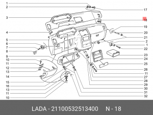Заглушка ВАЗ-2110 панели приборов правая АвтоВАЗ 21100532513400 LADA VAZ