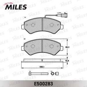 Колодки тормозные передние (Смесь CERAMIC серия PRO) CITROEN JUMPER/FIAT DUCATO/ E500283 MILES