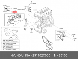 Насос водяной HYUNDAI Starex H-1 (07-) (2.4) OE 251102C000 HYUNDAI KIA