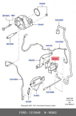 Клапан FORD Fiesta,Focus контроля выхлопных газов (EGR) OE 1 313 848 FORD
