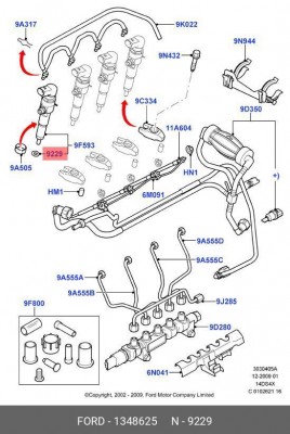 кольцо уплотнительное топливной форсунки!\Ford Fiesta/Fusion 1.4 TDCI 01> 1 348 625 FORD