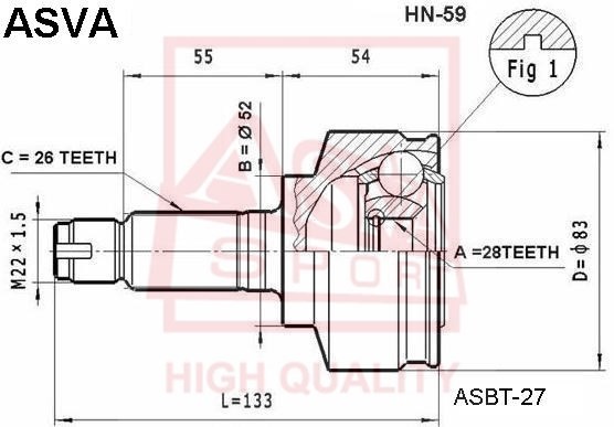 ШРУС наружный HONDA Jazz (02-07) ASVA HN-59 ASVA