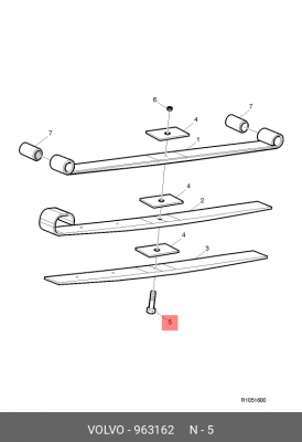 болт !центровой 3-х листовой рессоры M12x1,75x100 \ VOLVO 963162 VOLVO