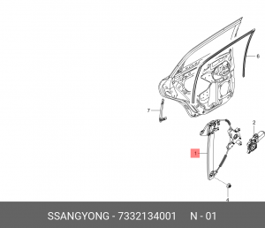 Стеклоподъемник SSANGYONG Actyon (10-) двери задней правой OE 7332134001 SSANG YONG