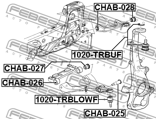 Сайлентблок рычага верхний CHEVROLET TRAILBLAZER 2002-2009 CHAB-028 CHAB028 FEBEST