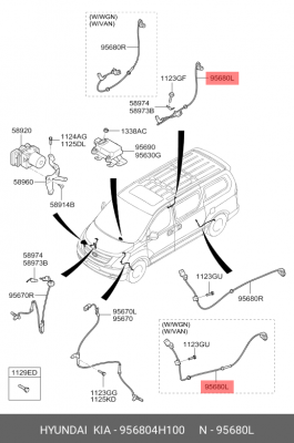 Датчик АБС HYUNDAI Starex H-1 (07-) колеса заднего левого OE 956804H100 HYUNDAI KIA