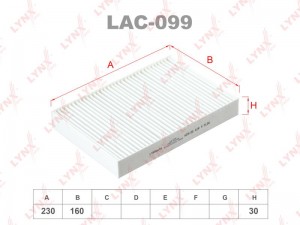 фильтр салона! 230x160x30\ Renault Megane/Clio/Kangoo 1.4-2.0 98> LAC-099 LYNXAUTO