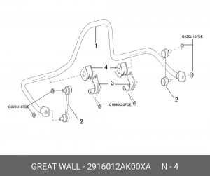 Втулка стабилизатора GREAT WALL Hover H3,H5 заднего OE 2916012AK00XA GREAT WALL