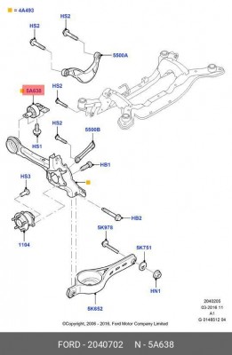 сайлентблок рычага зад.подвески!\ Ford Mondeo VI 07> 2 040 702 FORD