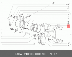 Скоба суппорта ВАЗ-2108 суппорта АвтоВАЗ 21080-3501017-00 LADA VAZ