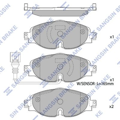 Колодки передние SKODA OCTAVIA (5E), VW GOLF VII, PASSAT (3G), TIGUAN II SP1678 SP1678 SANGSIN