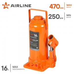 Домкрат 16,0т бутылочный (250-490мм) /AIRLINE/ AJ-B-16 AIRLINE