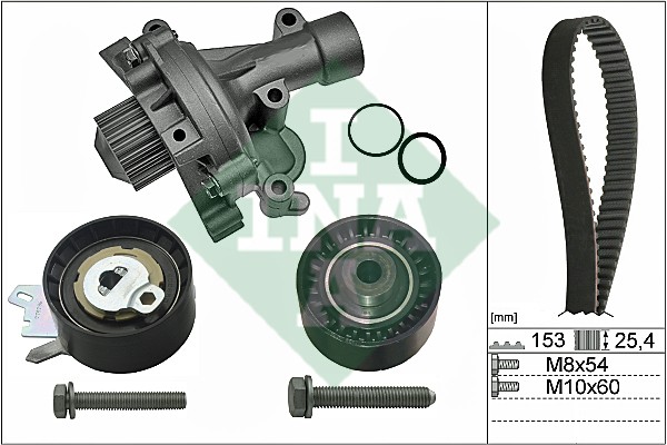 Комплект ГРМ PEUGEOT 206,307,407 (04-10) CITROEN C4,C5 (01-) с насосом водяным I 530 0471 30 INA