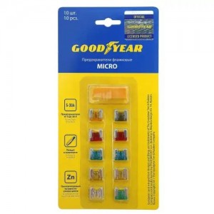 Набор флажковых предохранителей Goodyear «микро» 10шт + экстрактор GY003050 GY003050 GOODYEAR