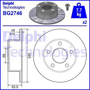 BG2746 диск тормозной задний!\ Audi 100/A6, VW Passat 1.8-1.9TDi 90> BG2746 DELPHI