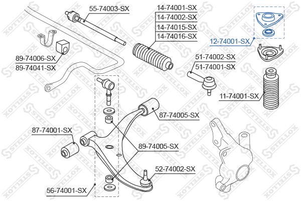 опора амортизатора! пер.\ Nissan Almera 9 12-74001-SX STELLOX