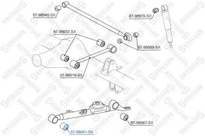 сайлентблок зад. продол. рычага нижн. пер.!\ Toyota Previa (NATO) TCR10/TCR20 90 87-98041-SX STELLOX