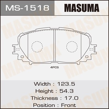 колодки дисковые передние!\ Toyota Yaris 1.0/1.3/1.4 D-4D 06> MS1518 MASUMA