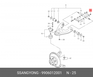 Гайка SSANGYONG Kyron (05-),Actyon (06-),Actyon Sports (06-),Rexton (02-) болта  9906012001 SSANG YONG