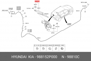 Рычаг стеклоочистителя KIA Rio (11-),Sorento (09-) заднего OE 98815-2P000 HYUNDAI KIA