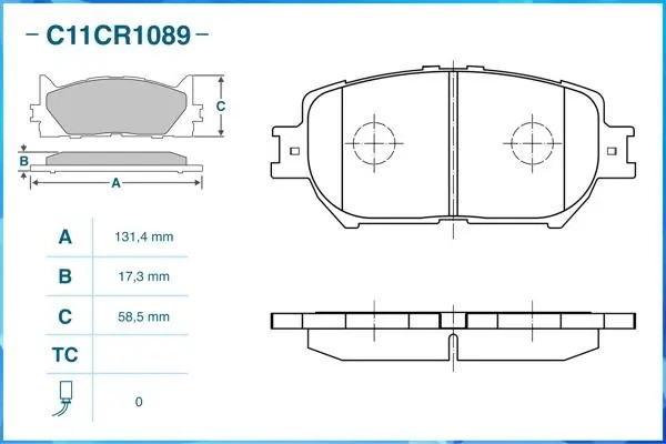 Тормозные колодки передние Low Metallic C11CR1089 C11CR1089 CWORKS
