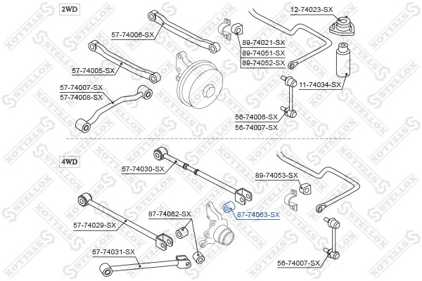 сайлентблок зад. рычага зад.!\ Nissan Primera P10E all 4WD 90-96 87-74063-SX STELLOX