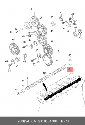 Вкладыш HYUNDAI HD250,260,270,370,500,Universe дв.D6CC/CA/CB38/41 распредвала ни 2118284000 HYUNDAI KIA