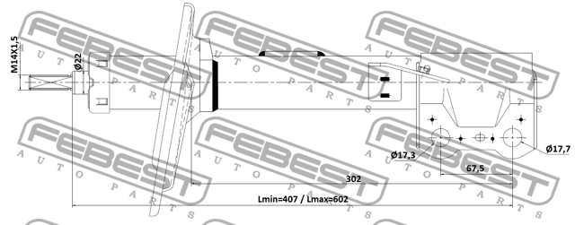 Амортизатор передний правый GAS.TWIN TUBE 01110-006FR FEBEST