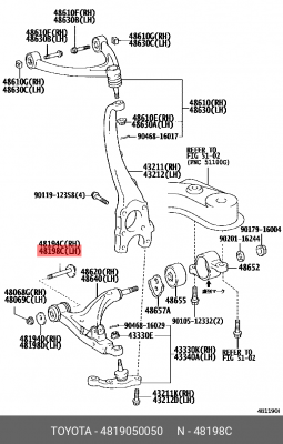 болт с эксцентриком!\ Toyota Celsior/Crown/Mark X, Lexus GS/IS 3.5-4.3i 00-11 48190-50050 TOYOTA