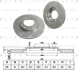 Диск тормозной передний вентилируемый HYUNDAI H-1 08- BS0380 BS0380 BLITZ