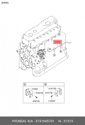 Трубка топливная HYUNDAI HD65,78,County дв.D4DD насоса подачи OE 3151945701 HYUNDAI KIA