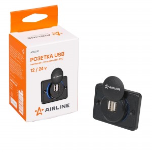 Розетка автомобильная "AIRLINE" (USB накладная 2 порта 5В, 3.1А) AEBJ210 AIRLINE