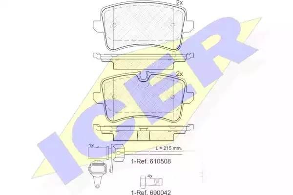 181986-203 колодки дисковые задние!\ Audi A8 4.2FSI/TDI 09> 181986203 ICER