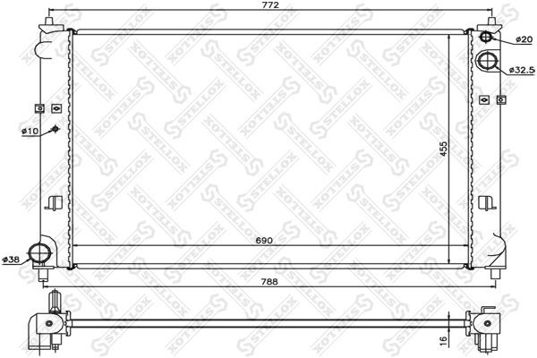 радиатор системы охлаждения! АКПП\ Mazda MPV 3.0i 24V 03-05 10-25855-SX STELLOX
