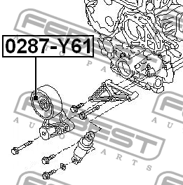 ролик натяжной к-кт!\ Nissan Truck Patrol/Safari/Urvan/Patrol 97-10 0287-Y61 FEBEST