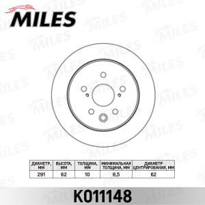 Диск тормозной задний LEXUS IS 2.2-2.5 05- (TRW DF6052) K011148 K011148 MILES