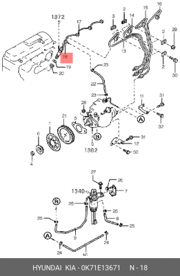 УПЛОТНЕНИЕ ТОПЛИВНОЙ ФОРСУНКИ 0K71E13671 HYUNDAI KIA