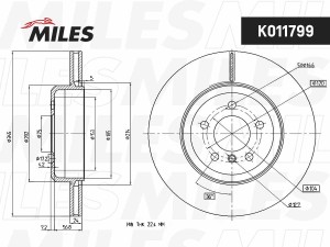 Диск тормозной задний D345мм. BMW 5 F10/11/7 F01-04 K011799 K011799 MILES