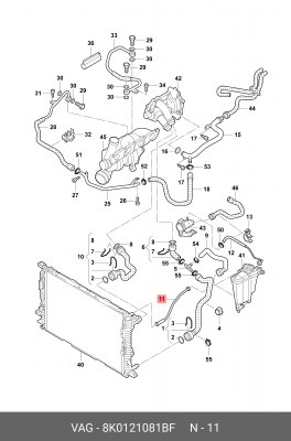Шланг системы охлаждения AUDI A4 8K0 121 081BF VAG 8K0121081BF 8K0 121 081 BF VAG