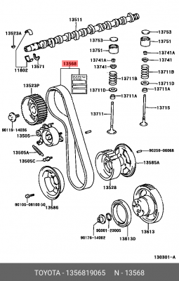 ремень ГРМ!\ Toyota Land Cruiser HDJ80/HZJ80 1HDT/1HZ 13568-19065 TOYOTA