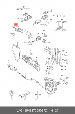 ручка дверная неокрашеная!\ VW Polo RUS 10-15 6R4 837 205 D 3FZ VAG