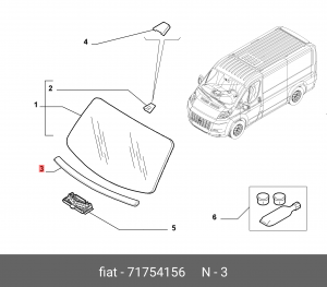 Молдинг FIAT Ducato (06-) стекла ветрового OE 71754156 ALFA FIAT LANCIA
