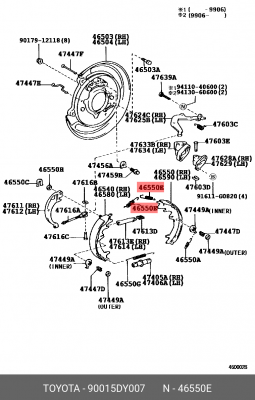 пружина стяжная торм. колодок!\ Toyota 90015-DY007 TOYOTA