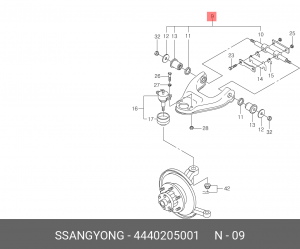 Рычаг подвески SSANGYONG Korando,Musso передней верхний правый OE 4440205001 SSANG YONG
