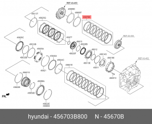 Диск фрикционный АКПП HYUNDAI Santa Fe (10-),i40 (12-) KIA Cerato (12-) комплект 456703B800 HYUNDAI KIA