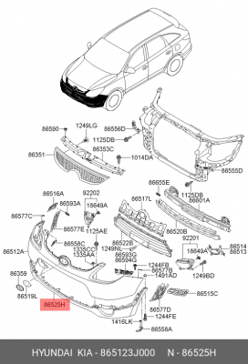 Бампер HYUNDAI ix55 (07-) передний (нижняя часть) OE 865123J000 HYUNDAI KIA